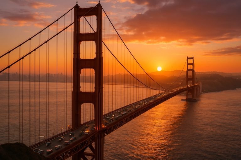Golden Gate Bridge at dusk, a must see in San Francisco.