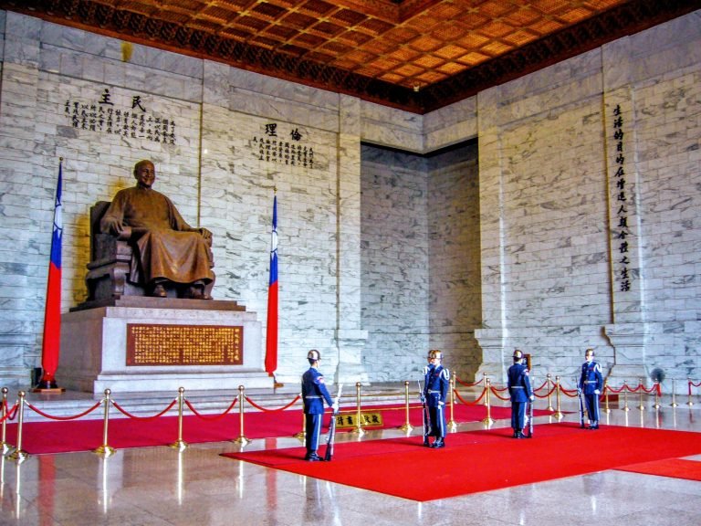 Honor guards at Chiang Kai-shek Memorial Hall in Taipei, Taiwan.