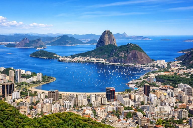 Where to stay in rio de janeiro - Skyline with sugarloaf mountain under bright blue skies