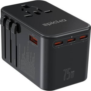 EPICKA 75W GaN universal travel adapter with USB-C fast charging