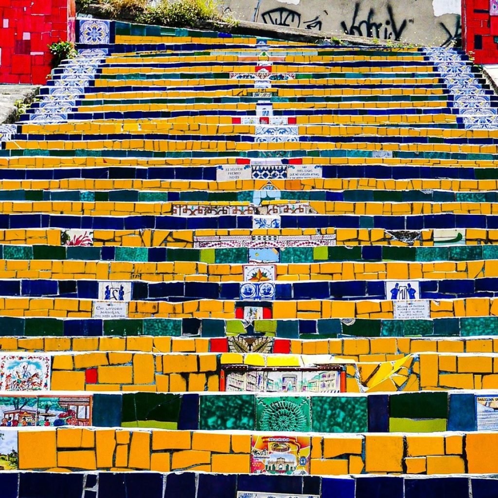 Selaron steps Lapa Rio de Janeiro colorful tiled staircase in Santa Teresa
