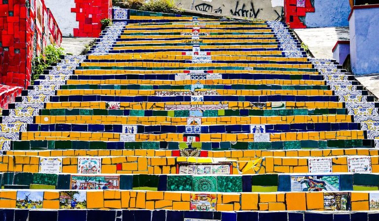 Selaron steps Lapa Rio de Janeiro colorful tiled staircase in Santa Teresa