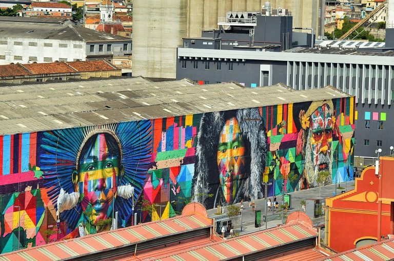 Best areas to stay in Rio de Janeiro – colorful street art mural in Santa Teresa neighborhood