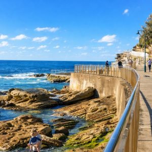 Sydney Harbour walks - Coastal path with ocean views and sunny blue skies in Sydney Australia