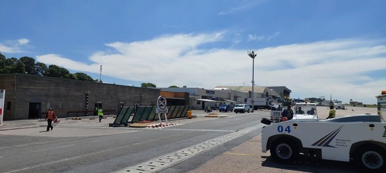 Antananarivo airport runway and terminal under bright blue skies in Madagascar