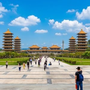 Taiwan travel tips for visiting Chiang Kai Shek Memorial Hall in Taipei with traditional architecture and open plaza