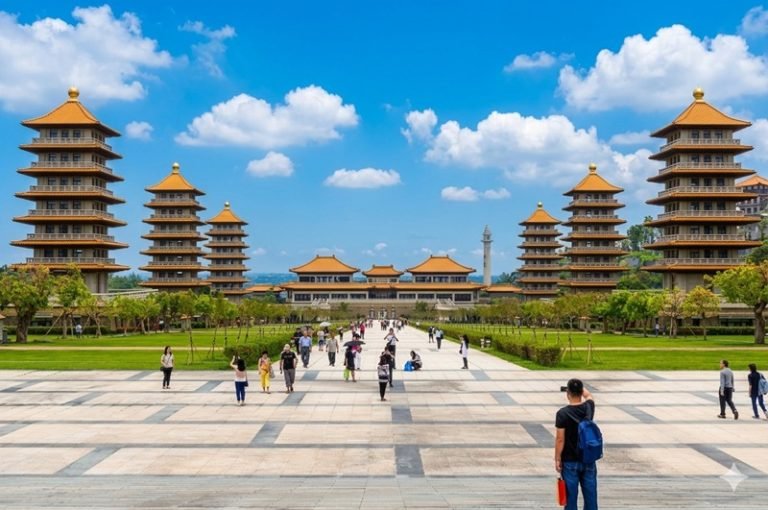 Taiwan travel tips for visiting Chiang Kai Shek Memorial Hall in Taipei with traditional architecture and open plaza