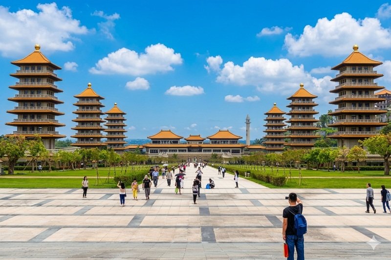 Taiwan travel tips for visiting Chiang Kai Shek Memorial Hall in Taipei with traditional architecture and open plaza