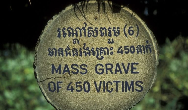 mass grave sign cambodia killing fields choeung ek 450 victims Caption: Description: