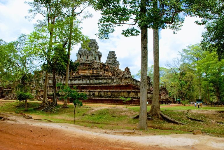 Pre Rup temple in Angkor Cambodia surrounded by trees and forest landscape near Siem Reap Caption Description