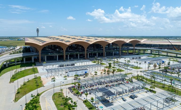 Things to do in Phnom Penh arrival at Techo International Airport with modern terminal and blue skies