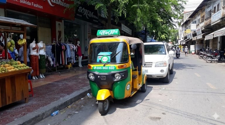 tuk tuk in phnom penh cambodia street transport and daily travel scene Caption Description