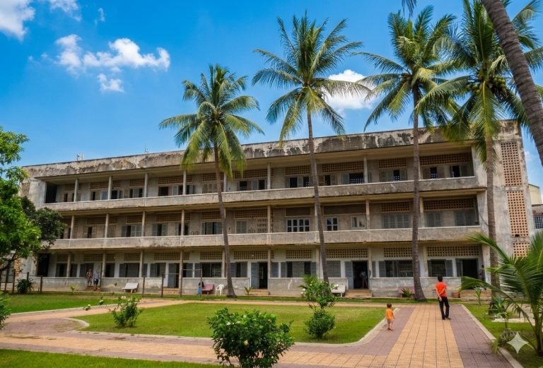 tuol sleng s21 genocide museum building exterior phnom penh cambodia