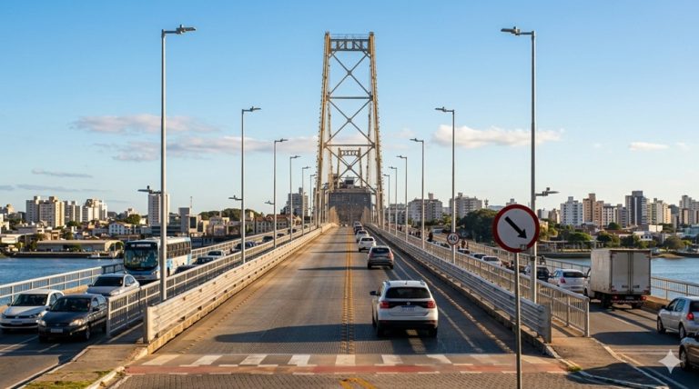Things to Do in Florianópolis Brazil driving across Hercílio Luz Bridge connecting Santa Catarina Island and mainland Brazil