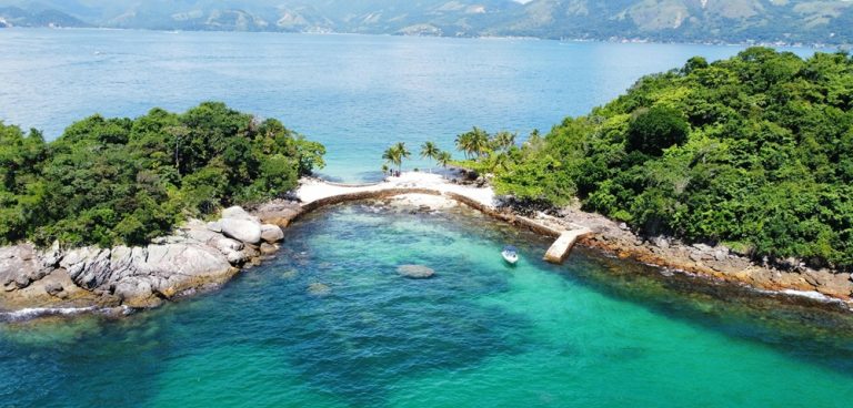 Turquoise tropical cove on Ilha Grande, one of the best islands in Brazil for beaches and nature