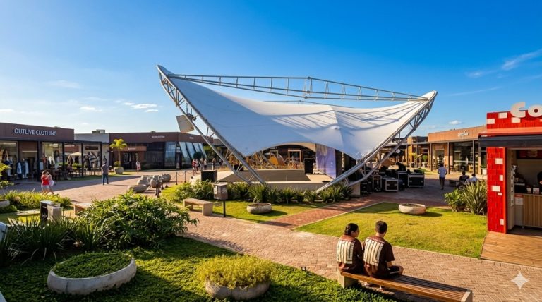 Modern outdoor shopping and lifestyle center on Santa Catarina Island near Florianópolis