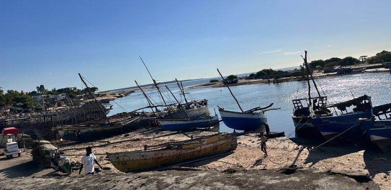 Visa Madagascar et arrivée dans un port côtier traditionnel de Madagascar avec bateaux de pêche locaux
