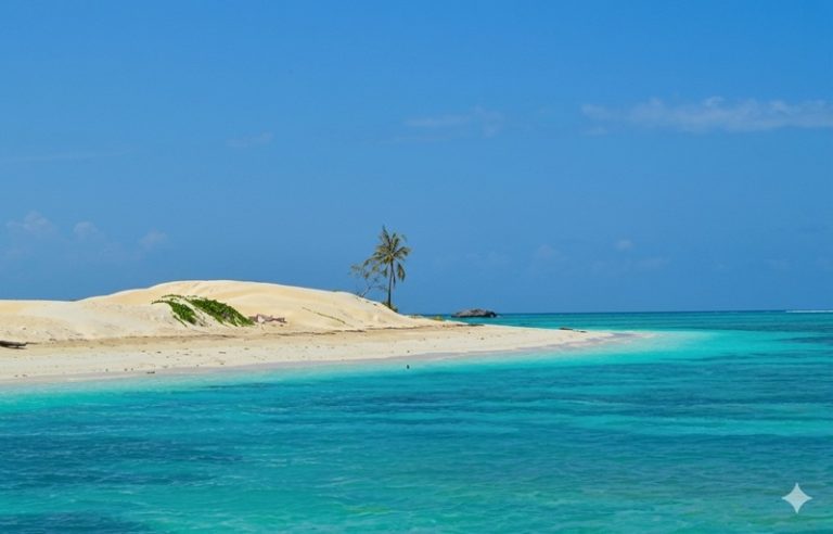Sud de Madagascar avec plage tropicale, sable blanc et lagon turquoise près d’Ifaty