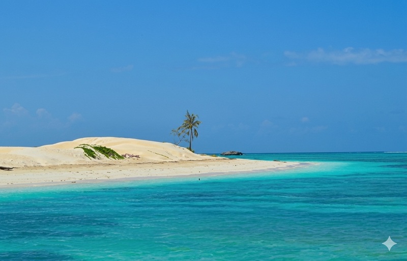 Sud de Madagascar avec plage tropicale, sable blanc et lagon turquoise près d’Ifaty
