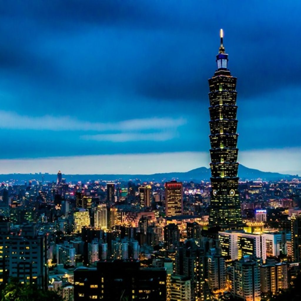 Taipei skyline at night with Taipei 101 tower, one of the best areas to stay in Taipei