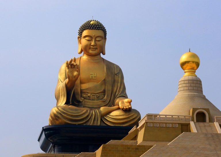Large golden Buddha statue at Fo Guang Shan Monastery in Taiwan - Taiwan travel budget guide Caption: Description: