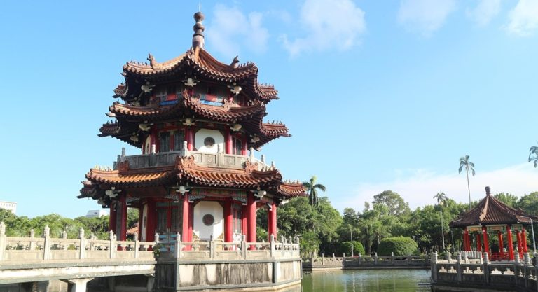 Traditional Chinese pavilion and temple architecture in Taipei, near the best areas to stay in Taipei