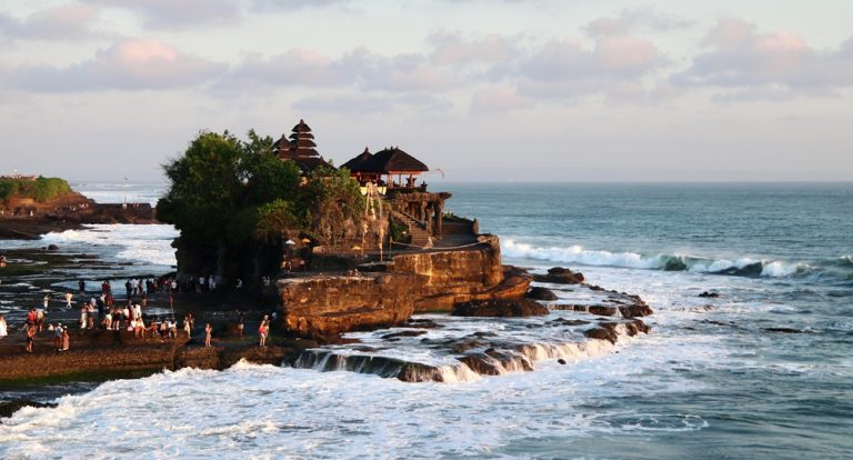 best temples in bali featuring Tanah Lot Temple perched on a sea rock formation