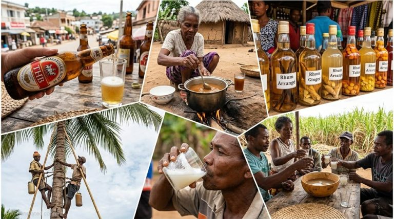 Que manger à Madagascar : boissons traditionnelles malgaches, bière THB, rhums arrangés et spécialités locales Caption : Description :