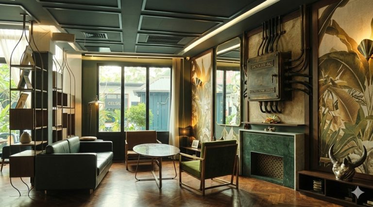 Seminyak travel guide featuring the stylish interior of The Junction Box boutique hotel in Seminyak, Bali Caption: Description: