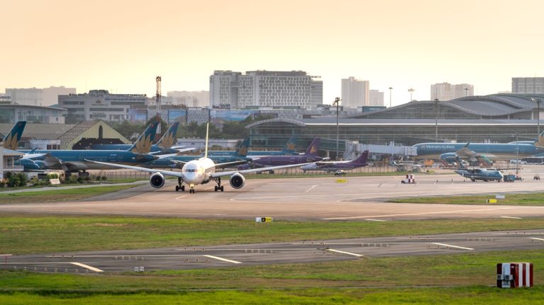Aircraft taxiing at Tan Son Nhat International Airport in Ho Chi Minh City, Vietnam