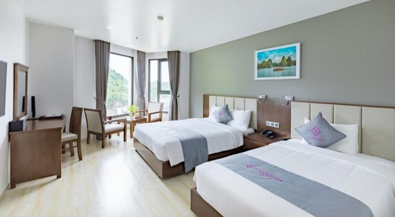 Spacious guest room at Cat Ba Paradise Hotel, a comfortable hotel on Cat Ba Island near Ha Long Bay