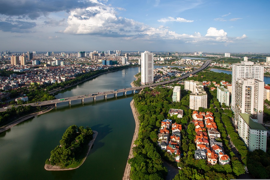 Things to do in Hanoi - panoramic view of the city skyline, lakes and urban landscape