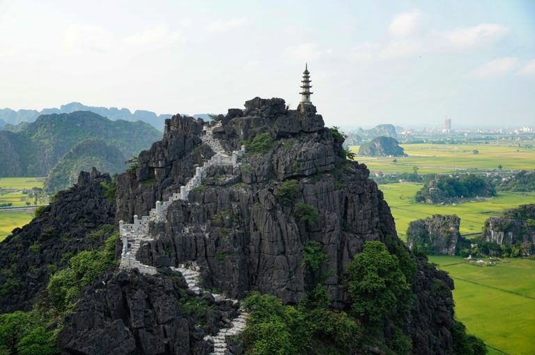Panoramic view from Hang Mua in Ninh Binh during the best time to visit Vietnam Caption Description