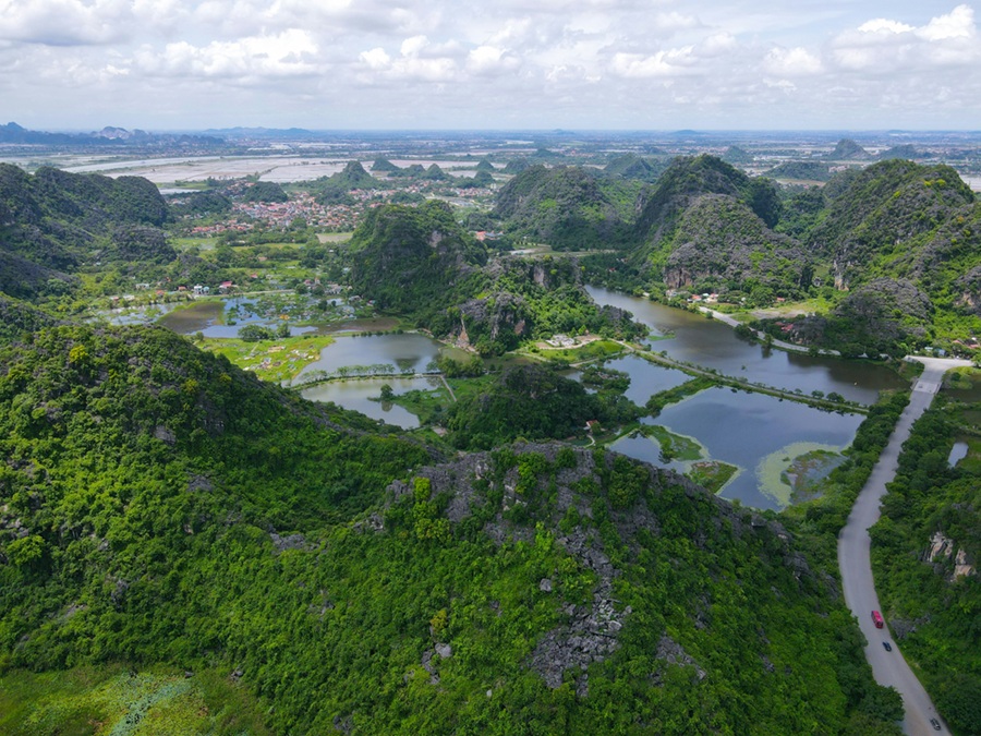 Things to do in Ninh Binh - panoramic view of limestone karst mountains, waterways and countryside