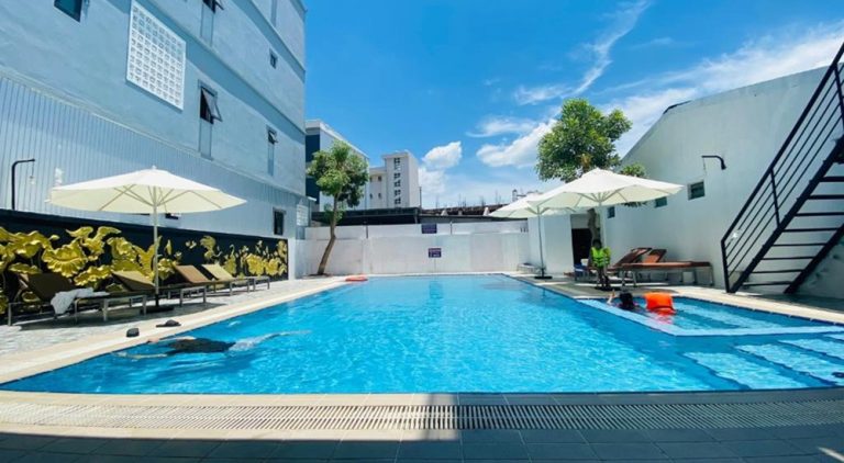 Swimming pool at Orchid Riverside Villa in Hue offering a relaxing stay close to the Perfume River