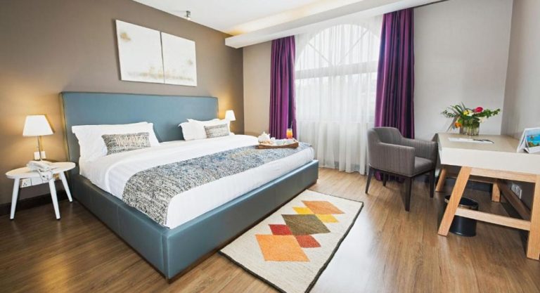 Modern guest room at San Cristobal Boutique Hotel near Ivato Airport in Antananarivo, Madagascar