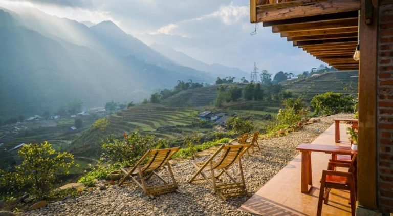 Mountain view from Sapa's Soul, a peaceful boutique hotel overlooking the rice terraces of Sapa
