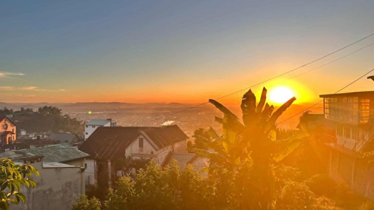 Sunset over the hills and neighborhoods of Antananarivo