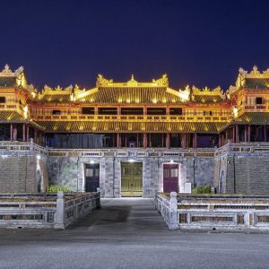 Things to do in Hue - illuminated Imperial City at night